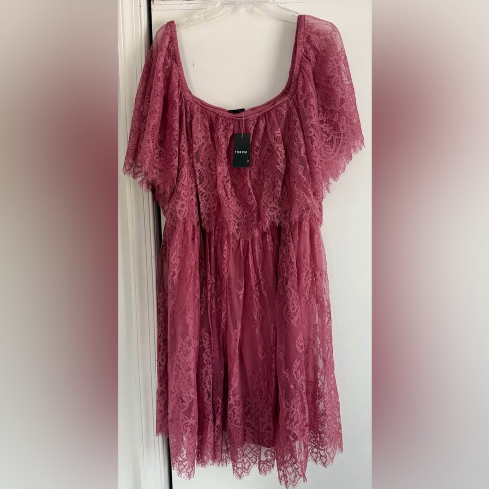 Torrid Pink Lace Midi Dress